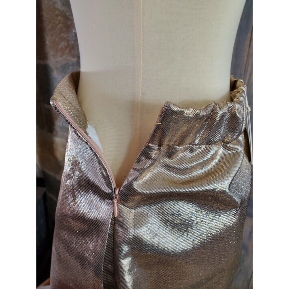 Maje Ilur Metallic High-rise Silk-blend Shorts In Gold Size 36 $295 - Picture 4 of 12